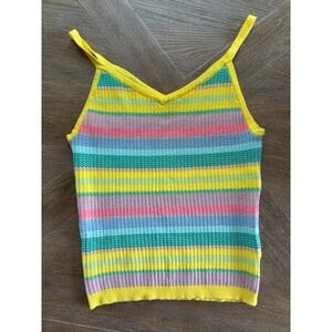 Eyeshadow V‎ Neck Tank Top Spaghetti Straps Colorful Summer Large
